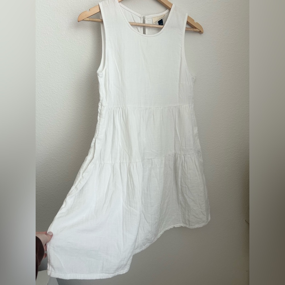 Old Navy White Tiered Cotton Mini Dress - Small - Picture 5 of 6